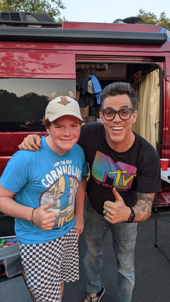 Liam Reid with Steve-O